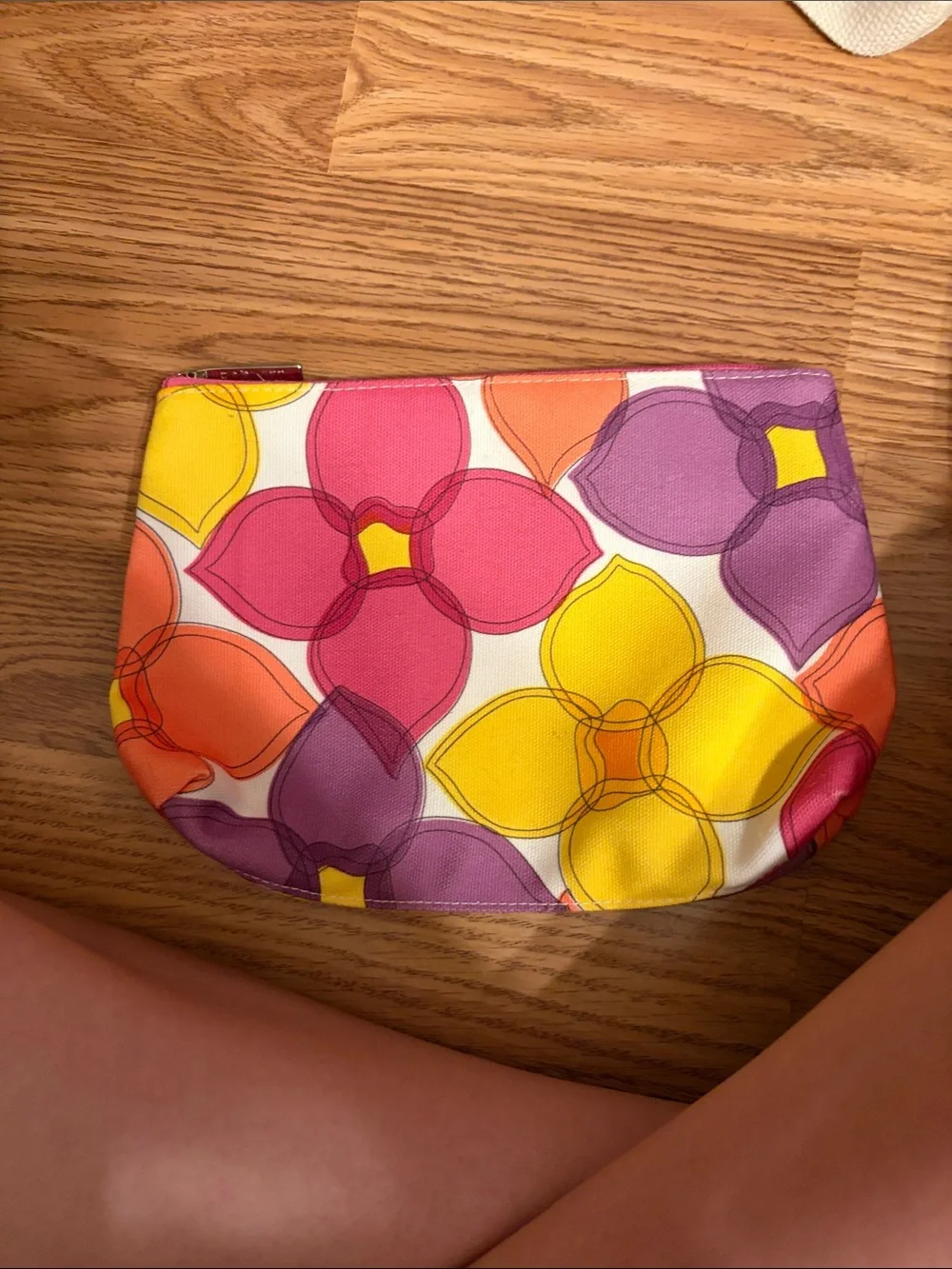 Colorful Floral Zip Pouch - Pink, Purple, Yellow, Orange